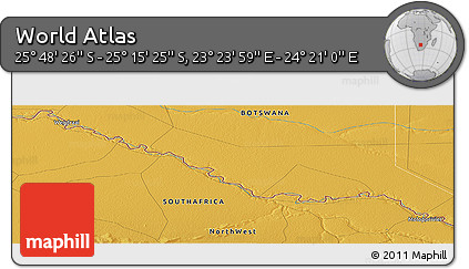 Physical Panoramic Map of the Area around 25° 31' 56" S, 23° 52' 30" E