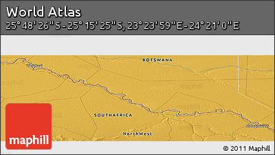 Physical Panoramic Map of the Area around 25° 31' 56" S, 23° 52' 30" E