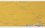 Physical 3D Map of the area around 25° 31' 56" S, 24° 43' 30" E