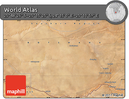 Satellite Map of the Area around 25° 31' 56" S, 24° 43' 30" E