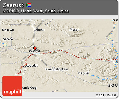 Shaded Relief Panoramic Map of Zeerust