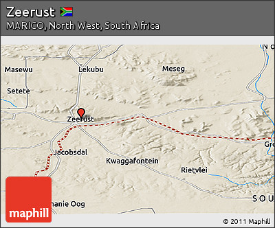 Shaded Relief Panoramic Map of Zeerust
