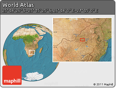 Satellite Location Map of the Area around 25° 31' 56" S, 27° 16' 29" E