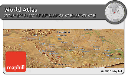 Satellite Panoramic Map of the Area around 25° 31' 56" S, 27° 16' 29" E