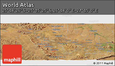 Satellite Panoramic Map of the Area around 25° 31' 56" S, 27° 16' 29" E