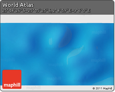 Physical 3D Map of the Area around 25° 31' 56" S, 2° 37' 30" E