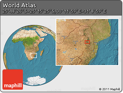 Satellite Location Map of the Area around 25° 31' 56" S, 30° 40' 29" E