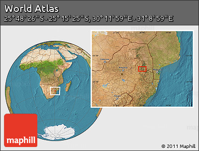 Satellite Location Map of the Area around 25° 31' 56" S, 30° 40' 29" E