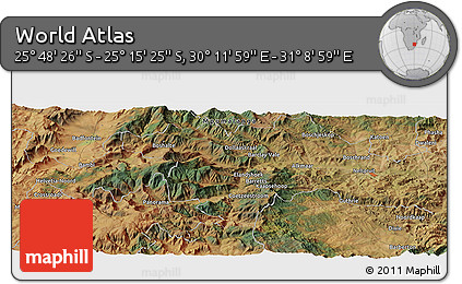 Satellite Panoramic Map of the Area around 25° 31' 56" S, 30° 40' 29" E