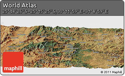 Satellite Panoramic Map of the Area around 25° 31' 56" S, 30° 40' 29" E