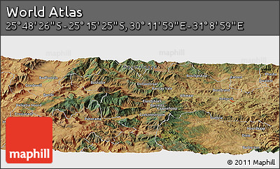 Satellite Panoramic Map of the Area around 25° 31' 56" S, 30° 40' 29" E