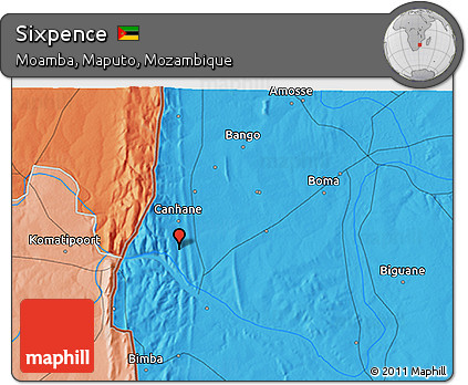 Political 3D Map of Sixpence