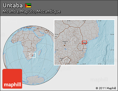 Gray Location Map of Untaba, hill shading
