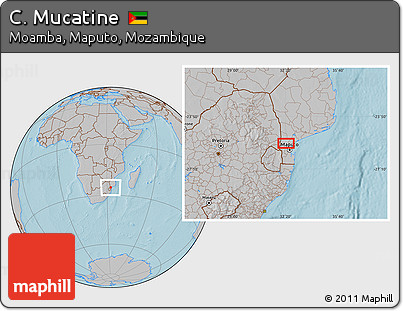 Gray Location Map of C. Mucatine, hill shading