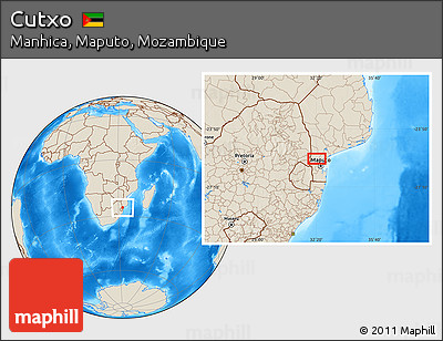 Shaded Relief Location Map of Cutxo
