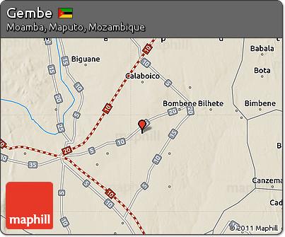 Shaded Relief Map of Gembe