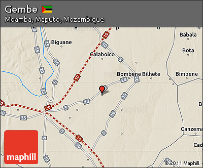 Shaded Relief Map of Gembe