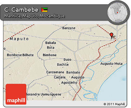 Shaded Relief Panoramic Map of C. Cambebe