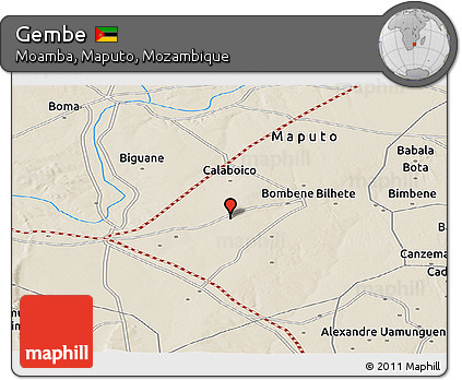 Shaded Relief Panoramic Map of Gembe