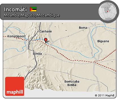 Shaded Relief Panoramic Map of Incomáti