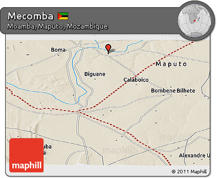 Shaded Relief Panoramic Map of Mecomba