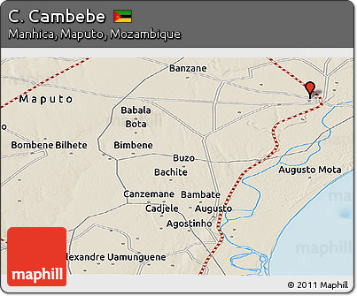 Shaded Relief Panoramic Map of C. Cambebe