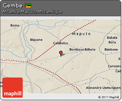 Shaded Relief Panoramic Map of Gembe
