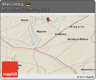 Shaded Relief Panoramic Map of Mecomba