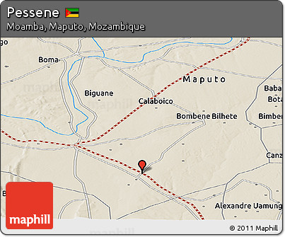 Shaded Relief Panoramic Map of Pessene
