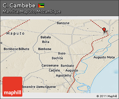 Shaded Relief Panoramic Map of C. Cambebe
