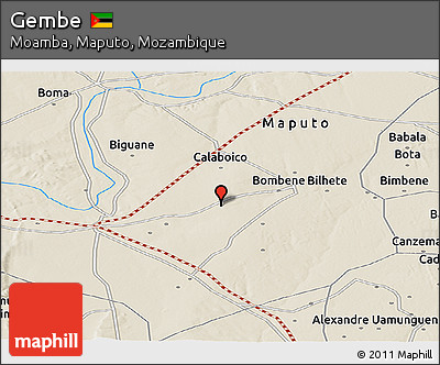 Shaded Relief Panoramic Map of Gembe