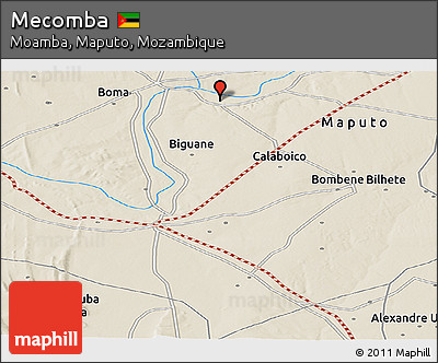 Shaded Relief Panoramic Map of Mecomba