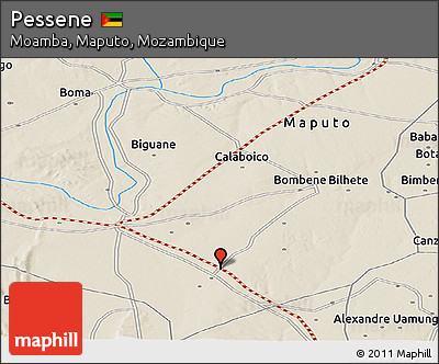 Shaded Relief Panoramic Map of Pessene