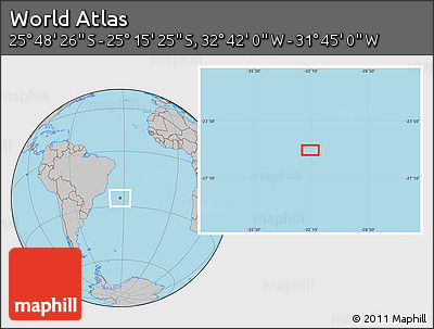 Gray Location Map of the Area around 25° 31' 56" S, 32° 13' 30" W