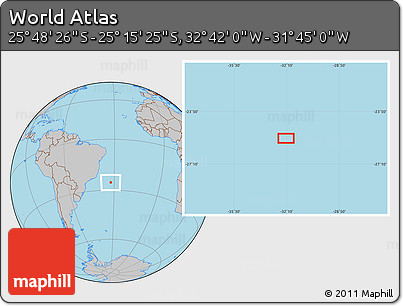 Gray Location Map of the Area around 25° 31' 56" S, 32° 13' 30" W