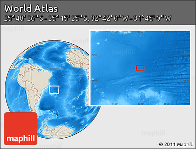 Shaded Relief Location Map of the Area around 25° 31' 56" S, 32° 13' 30" W