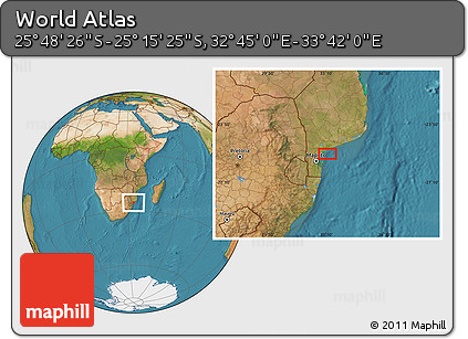 Satellite Location Map of the Area around 25° 31' 56" S, 33° 13' 30" E