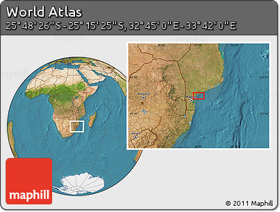 Satellite Location Map of the Area around 25° 31' 56" S, 33° 13' 30" E