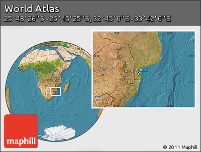 Satellite Location Map of the Area around 25° 31' 56" S, 33° 13' 30" E