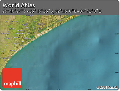 Satellite Map of the Area around 25° 31' 56" S, 33° 13' 30" E
