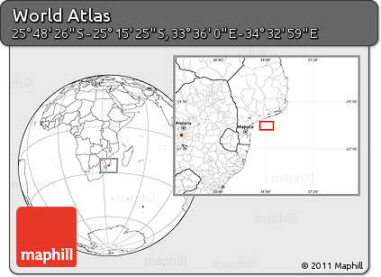 Blank Location Map of the Area around 25° 31' 56" S, 34° 4' 30" E