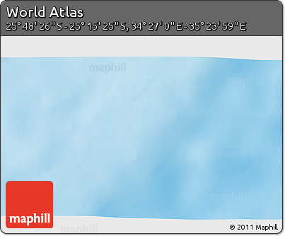 Shaded Relief 3D Map of the Area around 25° 31' 56" S, 34° 55' 29" E