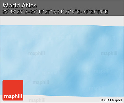 Shaded Relief 3D Map of the Area around 25° 31' 56" S, 34° 55' 29" E