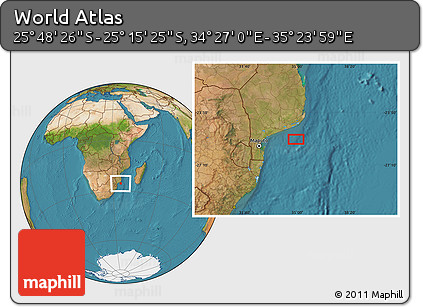 Satellite Location Map of the Area around 25° 31' 56" S, 34° 55' 29" E