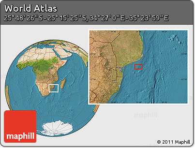 Satellite Location Map of the Area around 25° 31' 56" S, 34° 55' 29" E