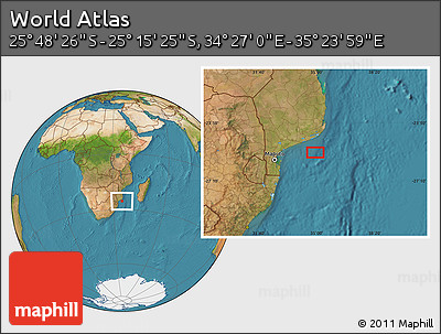 Satellite Location Map of the Area around 25° 31' 56" S, 34° 55' 29" E