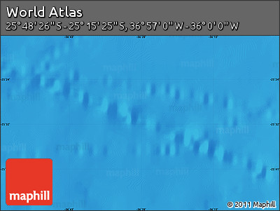 Physical Map of the Area around 25° 31' 56" S, 36° 28' 30" W