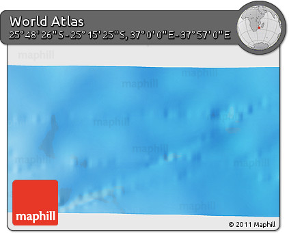 Shaded Relief 3D Map of the Area around 25° 31' 56" S, 37° 28' 30" E
