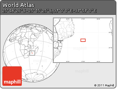 Blank Location Map of the Area around 25° 31' 56" S, 37° 28' 30" E