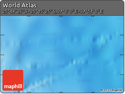 Physical Map of the Area around 25° 31' 56" S, 37° 28' 30" E